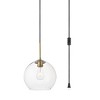 Elegant Lighting Baxter 1 Light Brass plug-in Pendant With Clear Glass - 3 of 4