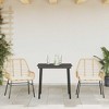 vidaXL Patio Dining Set - 3 Piece Poly Rattan Table & Chairs with Cushions, Tempered Glass Top, Outdoor/Garden/Backyard/Patio Furniture, Brown - 4 of 4