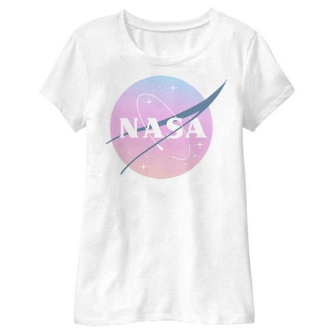 NASA Girl's NASA Dusk Logo T-Shirt - White - Medium