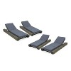 Christopher Knight Home Daphne Patio Adjustable Acacia Wood Chaise Lounge with Cushion (Set of 4) - 2 of 4
