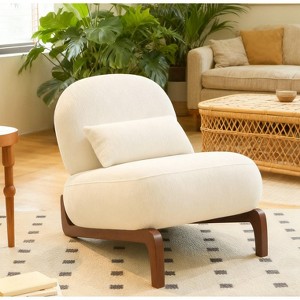 Hrinhom 28.4"W Velvet Accent Chair, Armless Chair With Thick Cushion Comfy Lumbar Pillow - 1 of 4