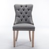 Modern, High-end Tufted Solid Wood Contemporary Flax Upholstered Dining Chair with Wood Legs Nailhead Trim 2-Pcs - 3 of 4