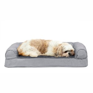 FurHaven Plush and Suede Cooling Gel Top Memory Foam Sofa Dog Bed - 1 of 3