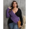 Plus Size Cross Knit Sweaters Women Pullover Wrap Winter Fall Sweater V-Neck Slim Fit Going Out Warm Tops - 3 of 4