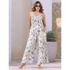 INSPIRE CHIC Women's Boho V Neck Sleeveless Floral Spaghetti Straps Smocked Wide Leg Pants Romper Overalls - 3 of 4