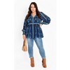 Avenue Women's Plus Size Serene Long Sleeve Placement Top - 3 of 4