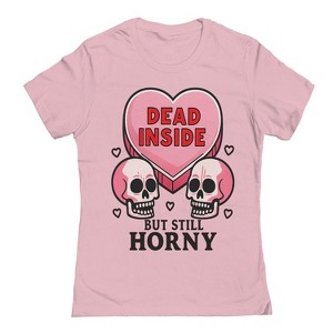 Rerun Island Women Dead Inside But Still Horny Love Short Sleeve Graphic Cotton T-Shirt - 1 of 4