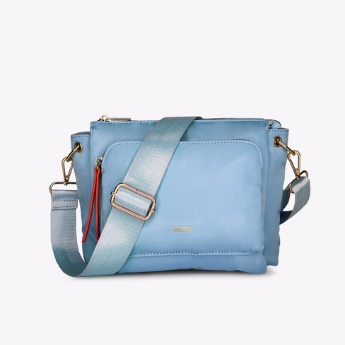 MERSI Erin Nylon Multi-Compartment Crossbody Bag - Light Blue