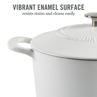 Matte White 7qt Enameled Cast Iron Dutch Oven with Stainless Steel Knob