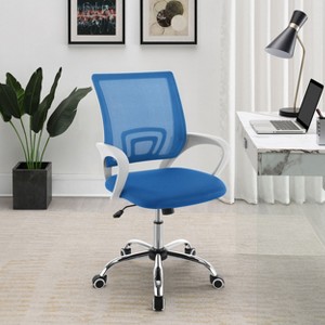 TiramisuBest Blue Upholstered Adjustable Desk Chair: Wood+Fabric, Mesh, Chrome Base - 1 of 4