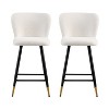 Modern style barstool, with white seats, black metal legs, and gold - tipped ends,suitable for various decoration styles - 4 of 4