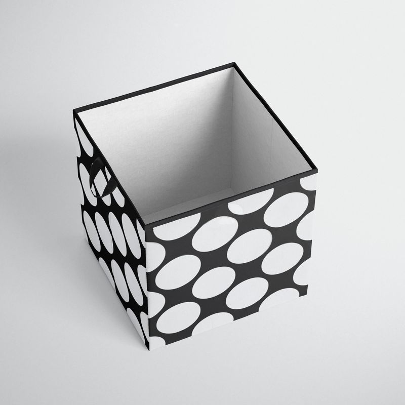 Bacati - Dots/Pin Stripes Black/White Storage Box Small, 2 of 5