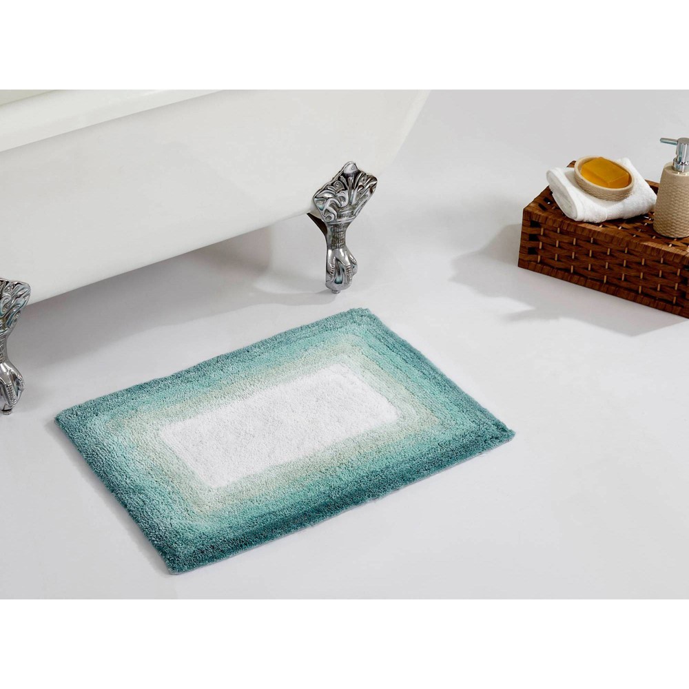17inx24in Torrent Collection 100% Cotton Bath Rug Turquoise - Better Trends