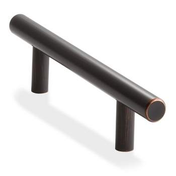 Cauldham Solid Stainless Steel Euro Cabinet Pull Oil Rubbed Bronze (3-3/4" Hole Centers) - 10 Pack