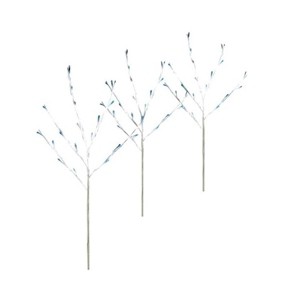 Brite Star 30" Prelit White Christmas Twig Tree Path Markers Set of 3- Twinkling Blue LED Mini Lights - 1 of 1