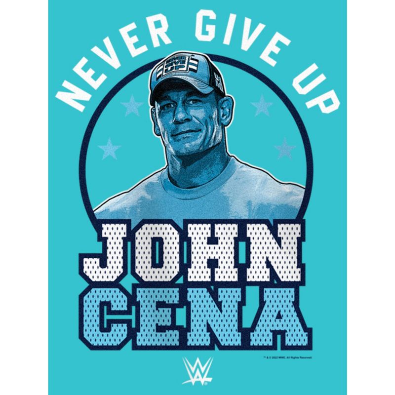 Girl's WWE John Cena Never Give Up Blue Logo T-Shirt, 2 of 5