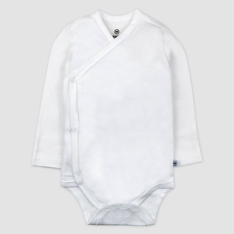 Honest Baby 3pk Organic Cotton Long Sleeve Duster Bodysuit - White, 2 of 5