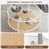 30" Round Coffee Table with Storage, 2 Tier Boho Glass Top Metal Center Table, Farmhouse Style, Living Room, Black - 3 of 4
