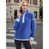 ATHLECHIC Women's Fleece Pullover Half Zip Cropped Sweatshirt Oversized with Pockets Warm Fuzzy Sweater - 2 of 4