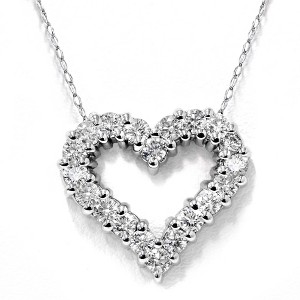 Pompeii3 1/2ct Diamond Heart Pendant 14K White Gold - 1 of 4