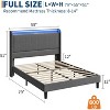 Bed Frame with Charging Station and LED Lights, Modern Platform Bed with Upholstered Headboard, No Box Spring Needed, Easy Assembly, Grey - 2 of 4