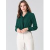 INSPIRE CHIC Women's Long Sleeve Pleated Tie Neck Office Blouses - 3 of 4