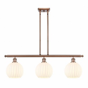 White Venetian - 3 Light Stem Hung Island In Modern Style-11 Inches Tall and 36 Inches Wide - 1 of 1