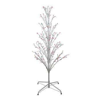 Northlight 4' Prelit Artificial Christmas Tree White Lighted Cascade Twig Outdoor Decoration - Multi-Color Lights