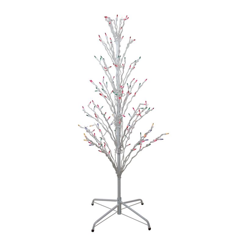Northlight 4' Prelit Artificial Christmas Tree White Lighted Cascade Twig Outdoor Decoration - Multi-Color Lights, 1 of 6