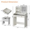Vanity Desk with LED Light Mirror and Charging Station, Small Makeup Vanities Set with 2 Drawers - 2 of 4