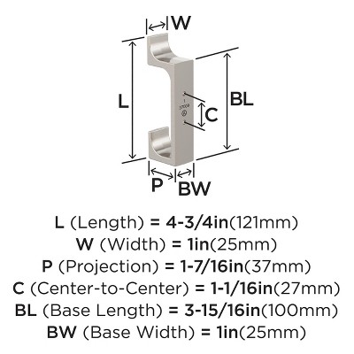 Satin Nickel Double Prong Decorative Wall Hook
