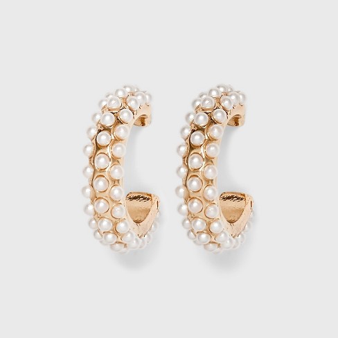 Hoops with hot sale pearl earrings