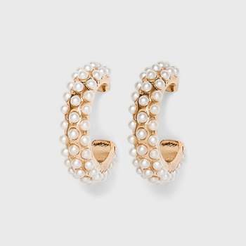 Pearl Hoop Earrings - A New Day™ Gold