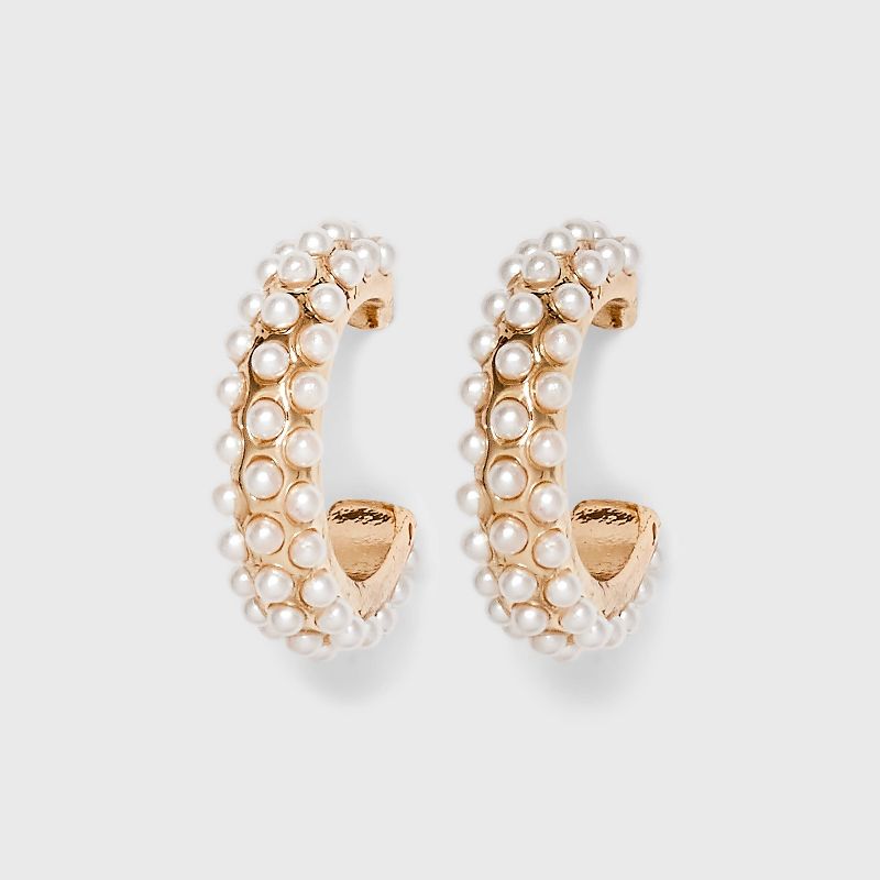 Pearl Hoop Earrings - A New Day&#8482; Gold, 1 of 8