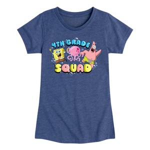 Girls' - SpongeBob SquarePants - 4th Grade Squad Fitted Short Sleeve Graphic T-Shirt - 1 of 4