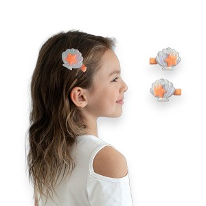 Summer Crystal - Sea Shell Hair Clips with Embedded Pearl - 1 Pair - 1 of 4
