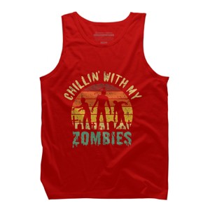 Men's Design By Humans Halloween Chillin With My Zombies Funny By Ering Tank Top - 1 of 3