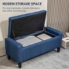 GlasFlength Ottomans and Benches Storage Ottoman Linen Upholstered Storage Bench with Lift Top and Button Tufted for Bedroom, Blue, 37"*12.6"*16.5" - 3 of 4