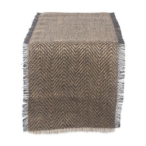 Design Imports Mineral Chevron Burlap Table Runner 14X72 - 1 of 4
