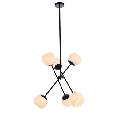 Elegant Lighting Axl 24 inch pendant in black with white shade