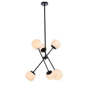 Elegant Lighting Axl 24 inch pendant in black with white shade - 1 of 4