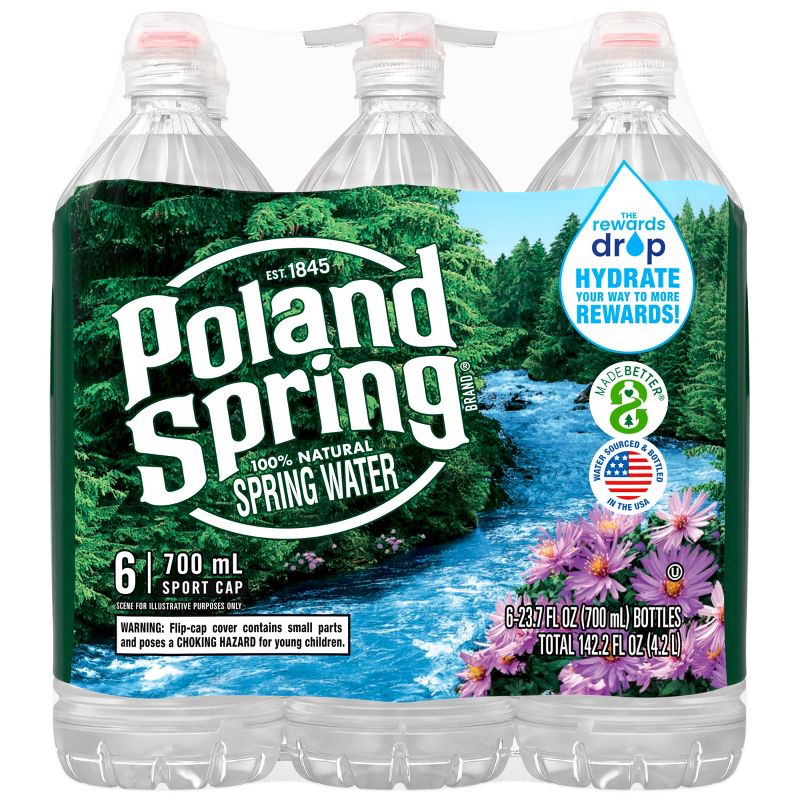 Poland Spring Brand 100% Natural Spring Water - 6pk/23.7 fl oz Sport Cap Bottles, 3 of 12
