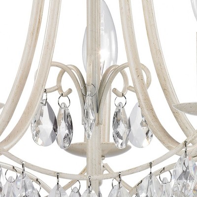 Antique Cream and Clear Crystal Mini Chandelier
