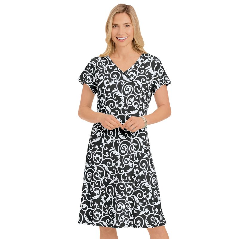 Collections Etc Scroll Patterned V-nk Dress, 1 of 5