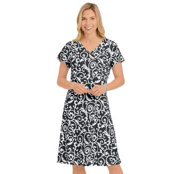 Collections Etc Scroll Patterned V-nk Dress