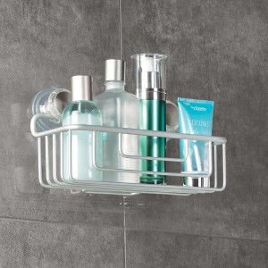 iDESIGN Metro Rustproof Aluminum Turn and Lock Suction Bathroom Shower Caddy Basket Silver: Steel Organizer Rack - 1 of 4