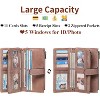 Wikineon Womens Wallets Large Capacity Credit Card Holder Rfid Wallet Women Double Zipper Pocket Leather Bifold Ladies Wristlet Clutch Wallet - 3 of 4