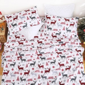 Christmas Bed Sheets, Soft Brushed Microfiber, 16" Deep Pocket Fitted Sheet, Flat Sheet and 2 Pillowcase - 1 of 4