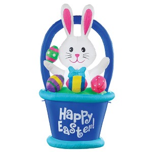 Collections Etc Inflatable Easter Bunny Basket Yard Decoration - 1 of 2