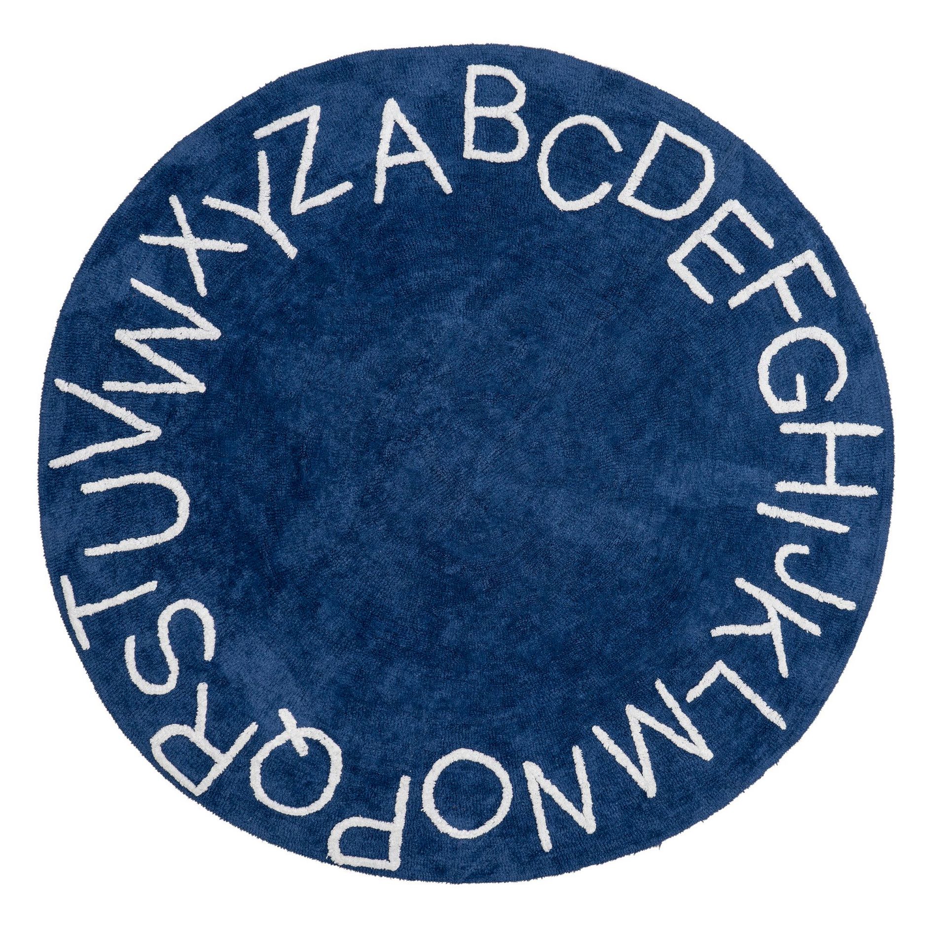 Nuloom Alphabet Pet Friendly Machine Washable Area Rug, Round 4', Navy